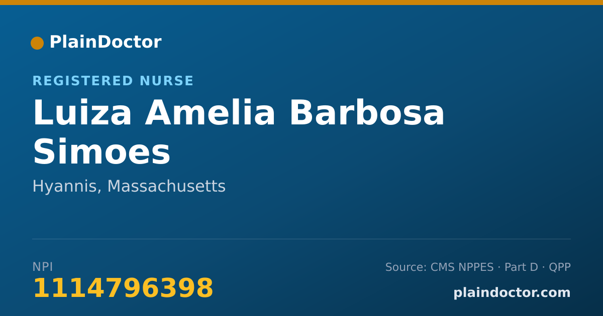Shareable card for Luiza Amelia Barbosa Simoes - Registered Nurse, Hyannis, MA