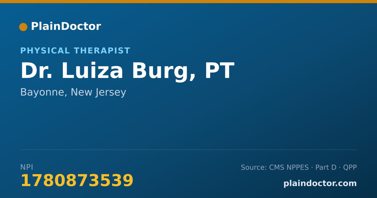 Shareable card for Luiza Burg, PT - Physical Therapist, Bayonne, NJ