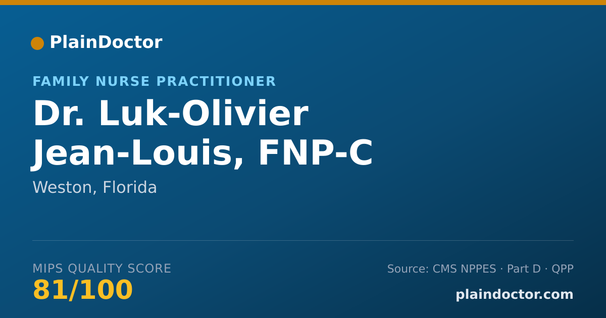 Shareable card for Luk-Olivier Jean-Louis, FNP-C - Family Nurse Practitioner, Weston, FL
