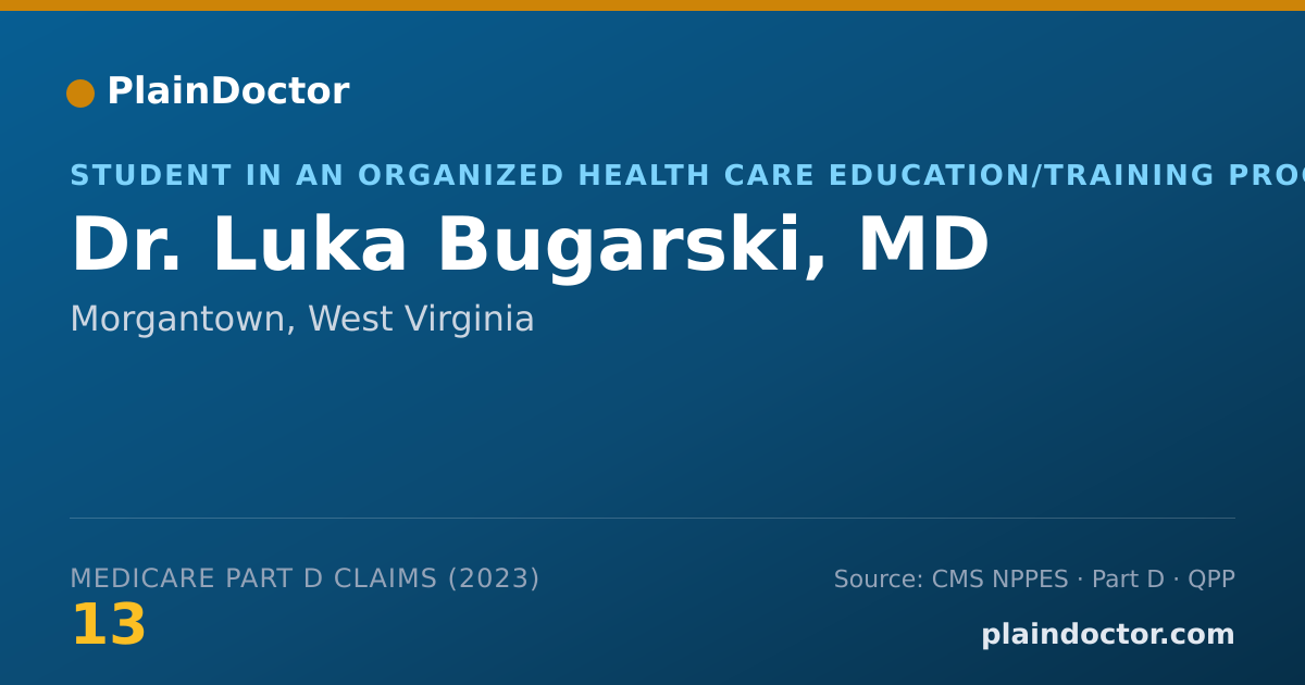Shareable card for Luka Bugarski, MD - Student in an Organized Health Care Education/Training Program, Morgantown, WV