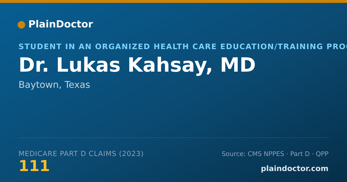 Shareable card for Lukas Kahsay, MD - Student in an Organized Health Care Education/Training Program, Baytown, TX