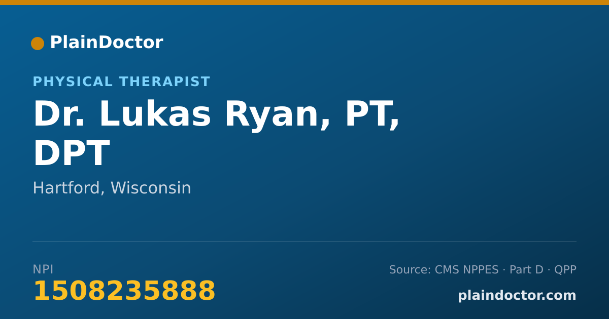 Shareable card for Lukas Ryan, PT, DPT - Physical Therapist, Hartford, WI