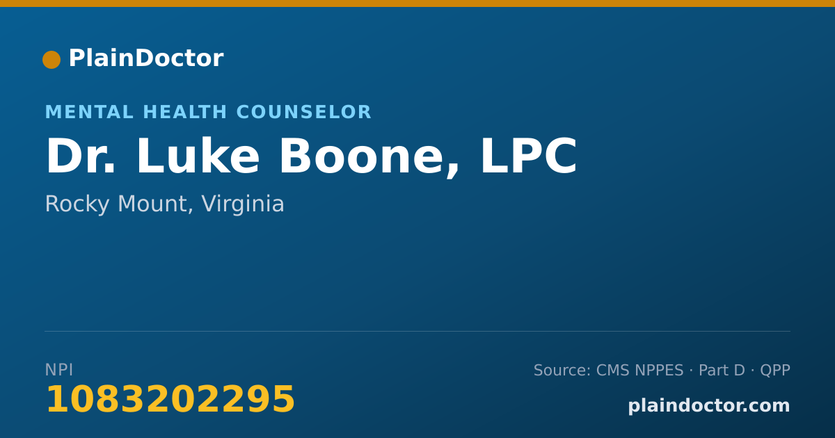 Shareable card for Luke Boone, LPC - Mental Health Counselor, Rocky Mount, VA