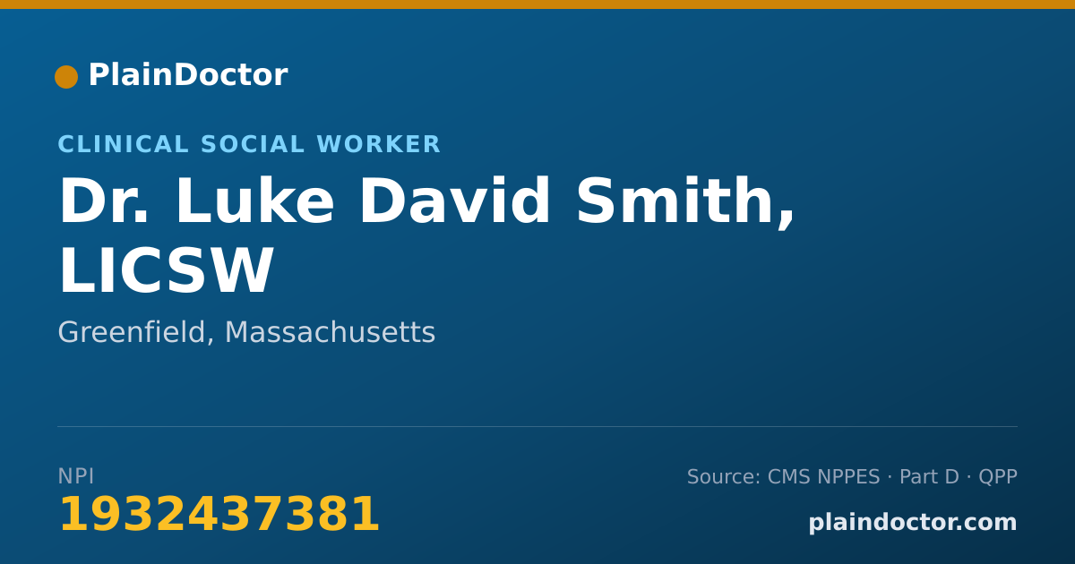 Shareable card for Luke David Smith, LICSW - Clinical Social Worker, Greenfield, MA