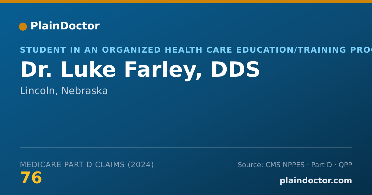 Shareable card for Luke Farley, DDS - Student in an Organized Health Care Education/Training Program, Lincoln, NE