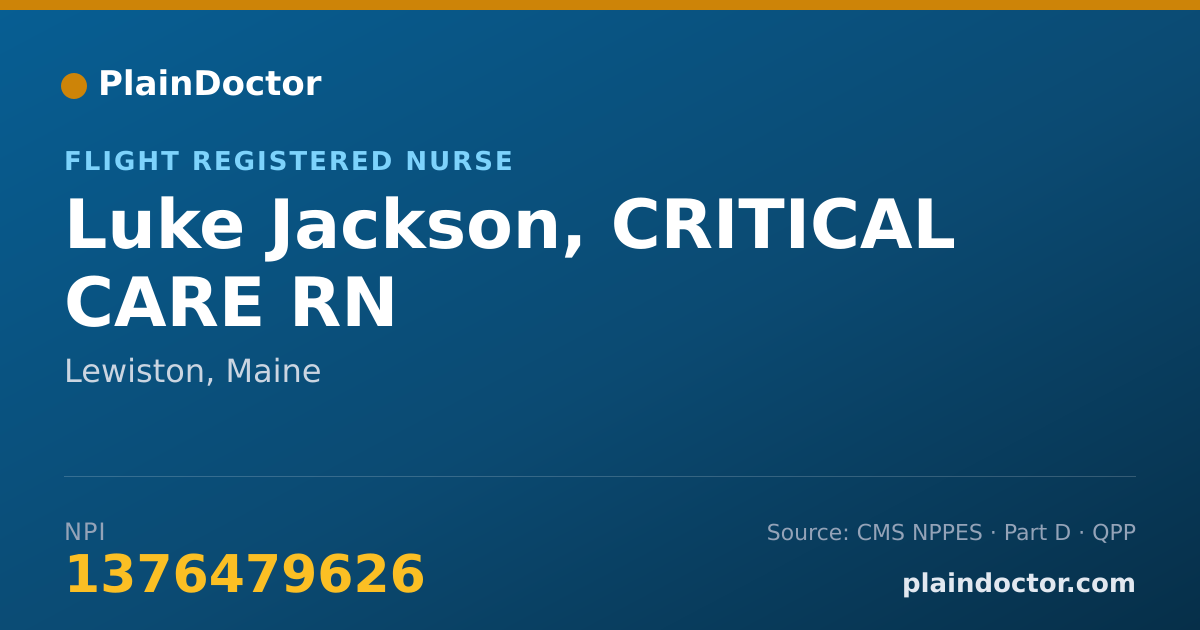 Shareable card for Luke Jackson, CRITICAL CARE RN - Paramedic, Lewiston, ME