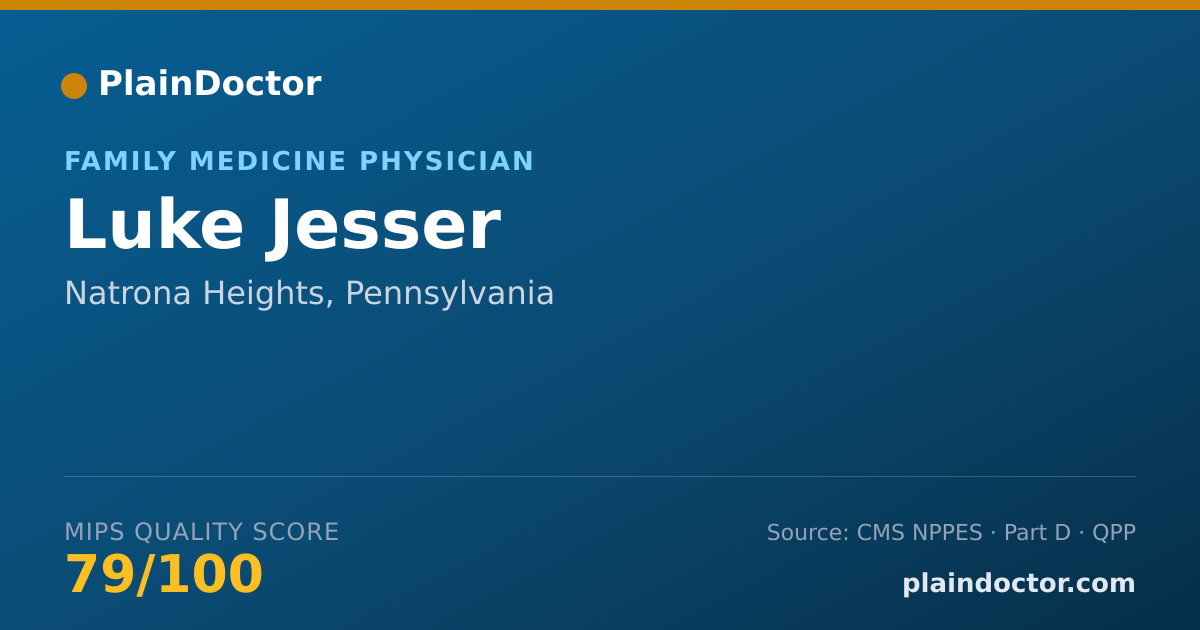 Shareable card for Luke Jesser - Family Medicine Physician, Natrona Heights, PA