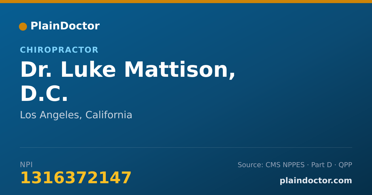 Shareable card for Luke Mattison, D.C. - Chiropractor, Los Angeles, CA