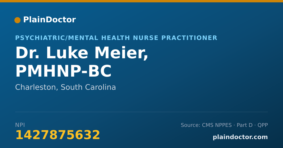 Shareable card for Luke Meier, PMHNP-BC - Psychiatric/Mental Health Nurse Practitioner, Charleston, SC