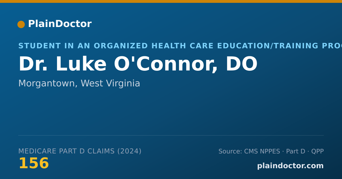 Shareable card for Luke O'Connor, DO - Student in an Organized Health Care Education/Training Program, Morgantown, WV