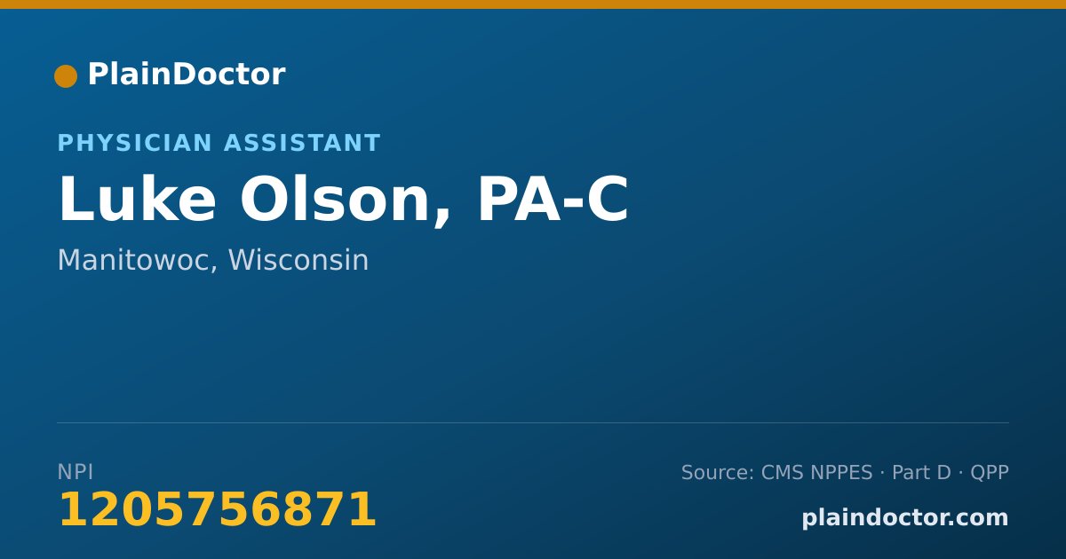 Shareable card for Luke Olson, PA-C - Physician Assistant, Manitowoc, WI