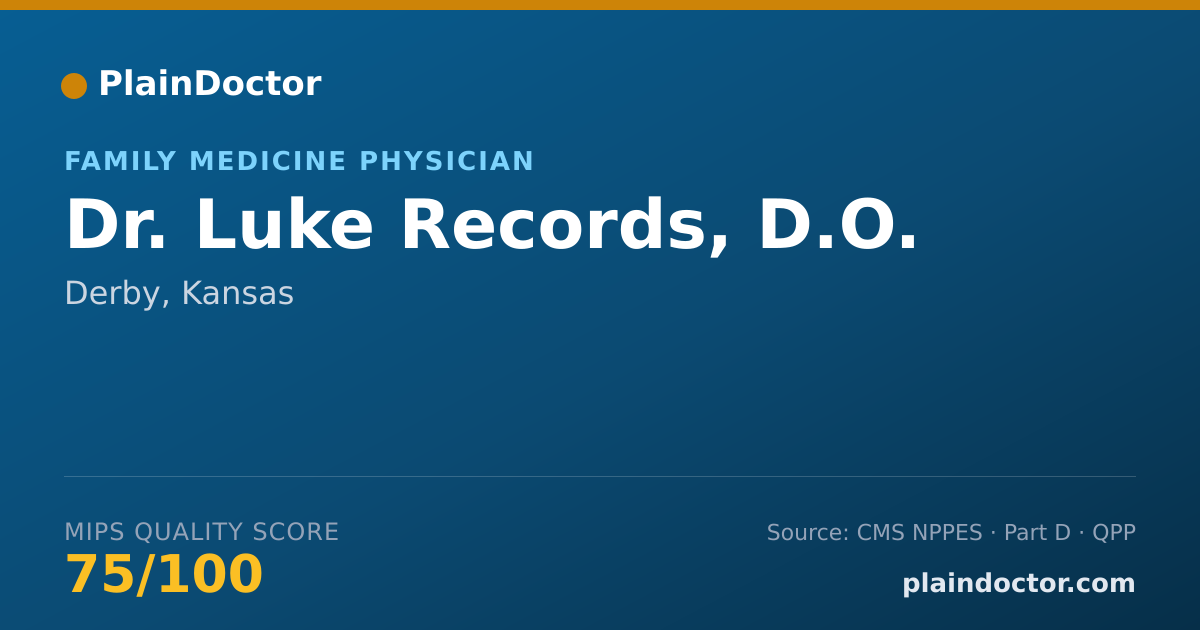 Shareable card for Luke Records, D.O. - Family Medicine Physician, Derby, KS