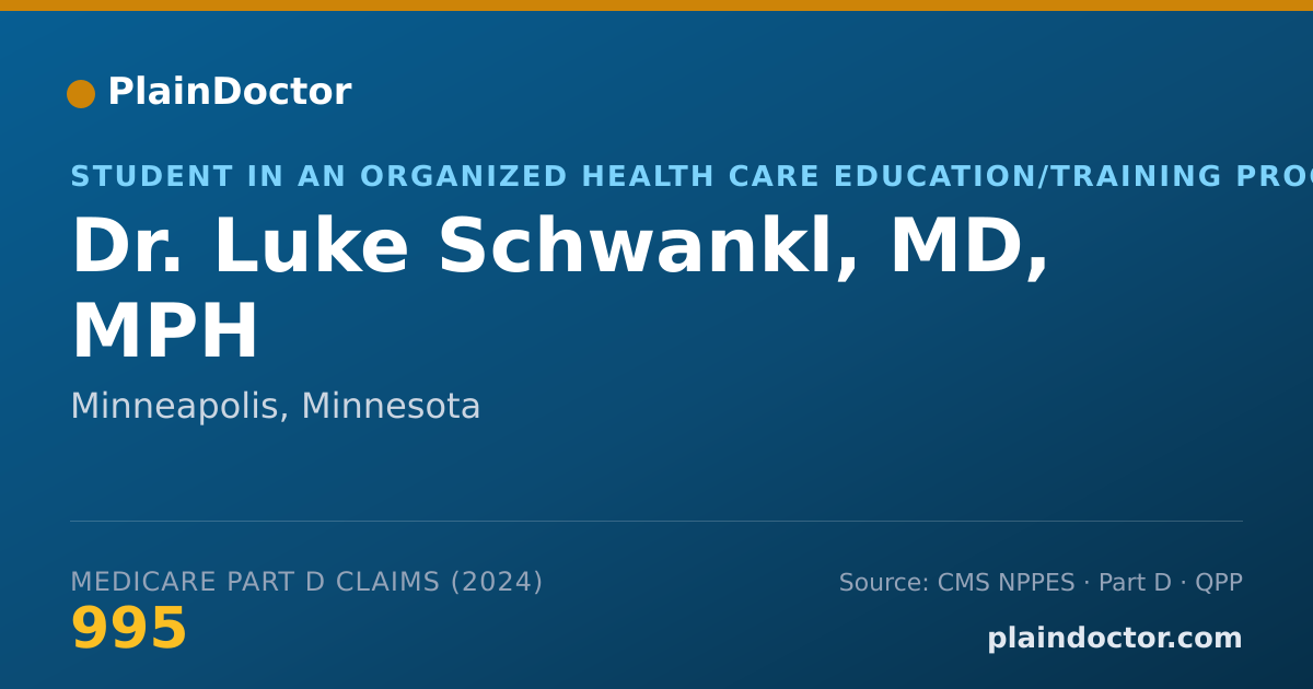 Shareable card for Luke Schwankl, MD, MPH - Student in an Organized Health Care Education/Training Program, Minneapolis, MN