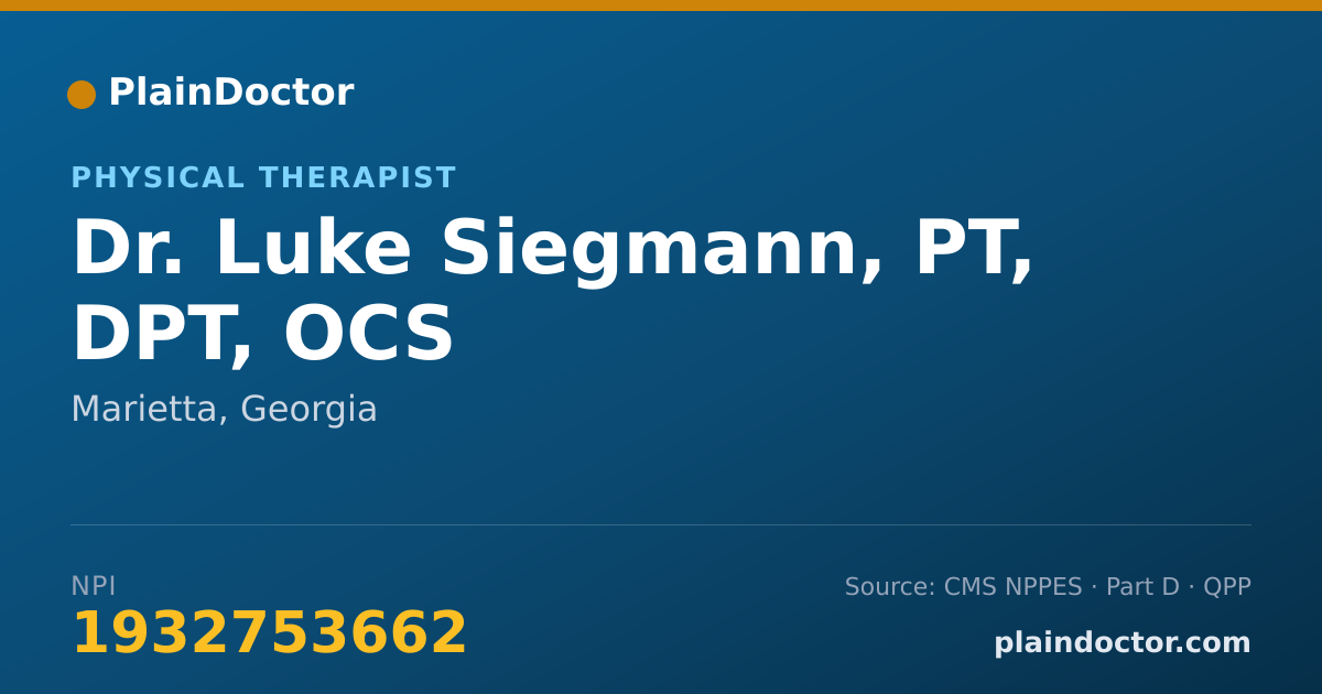 Shareable card for Luke Siegmann, PT, DPT, OCS - Physical Therapist, Marietta, GA