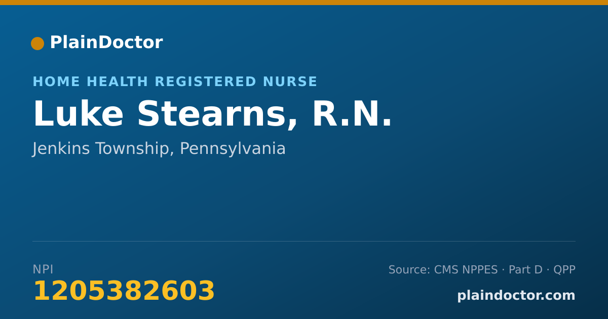 Shareable card for Luke Stearns, R.N. - Home Health Registered Nurse, Jenkins Township, PA