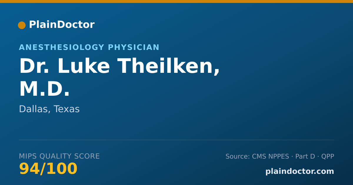 Shareable card for Luke Theilken, M.D. - Anesthesiology Physician, Dallas, TX