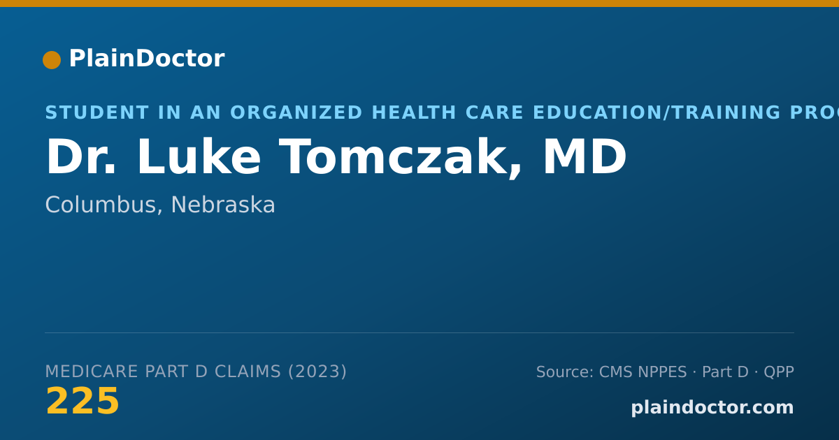 Shareable card for Luke Tomczak, MD - Student in an Organized Health Care Education/Training Program, Columbus, NE