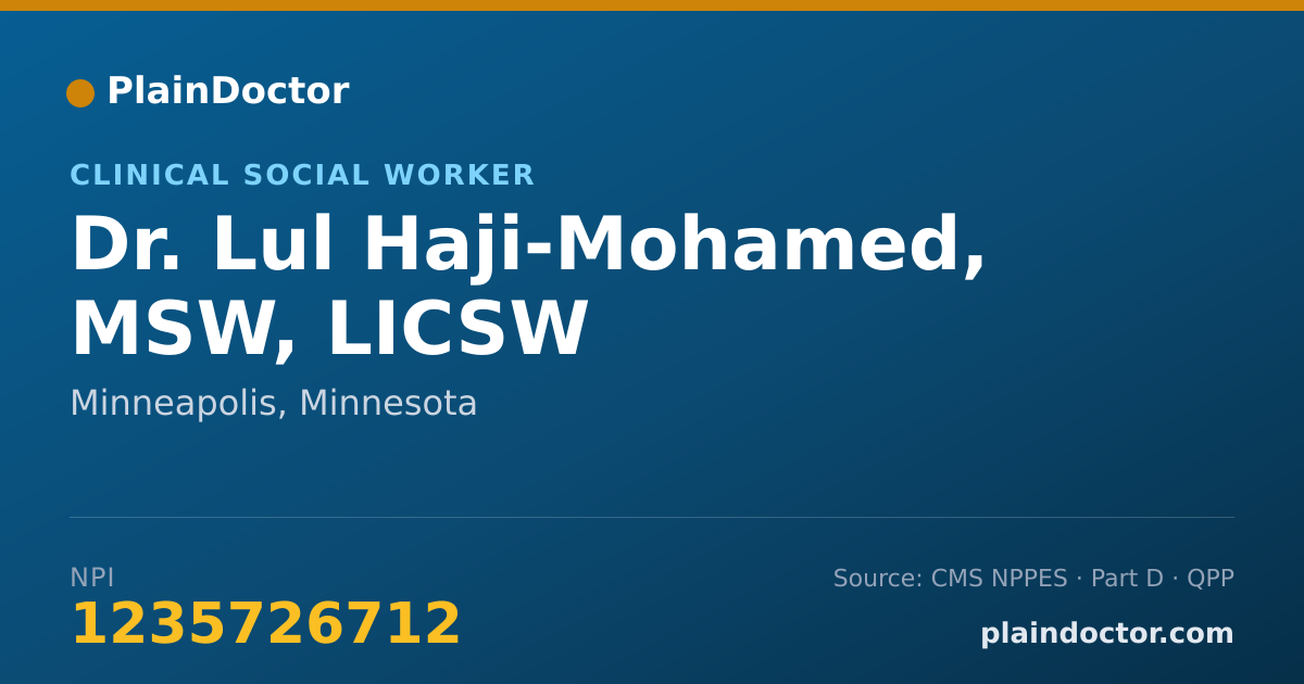 Shareable card for Lul Haji-Mohamed, MSW, LICSW - Clinical Social Worker, Minneapolis, MN