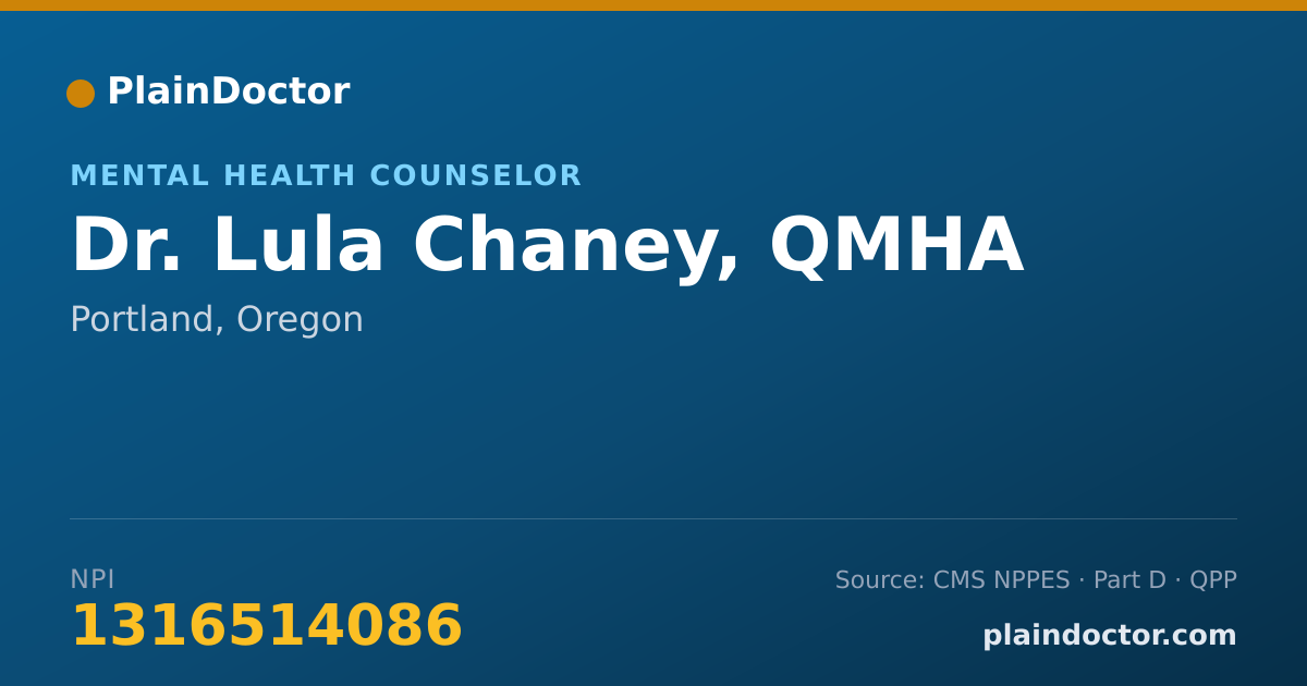 Shareable card for Lula Chaney, QMHA - Mental Health Counselor, Portland, OR