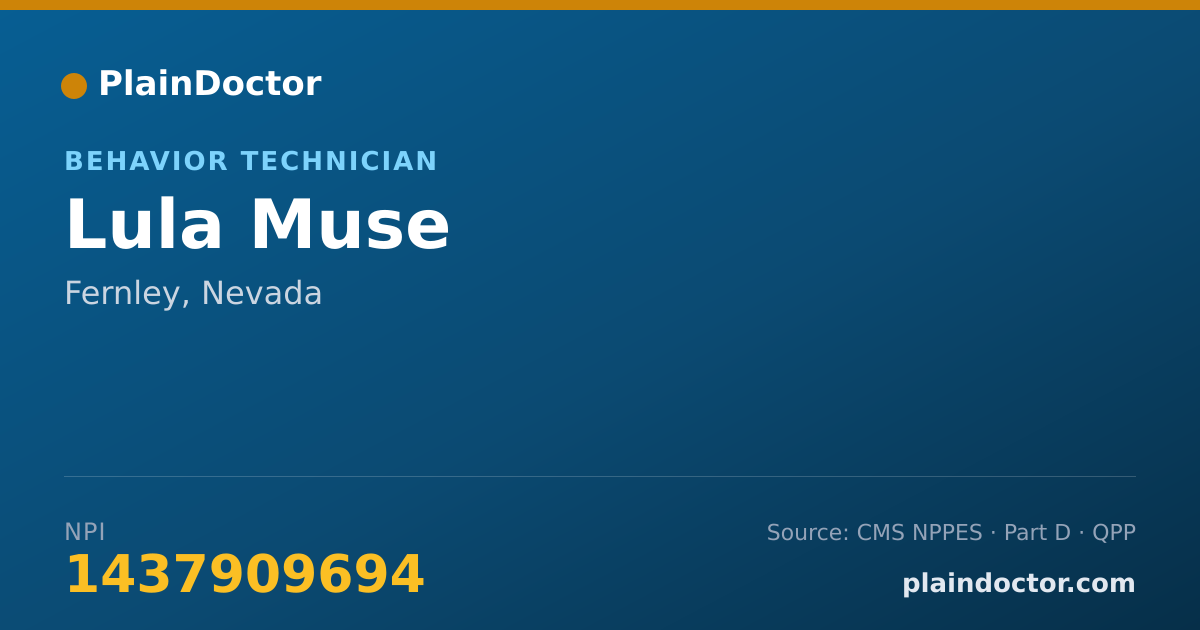 Shareable card for Lula Muse - Behavior Technician, Fernley, NV