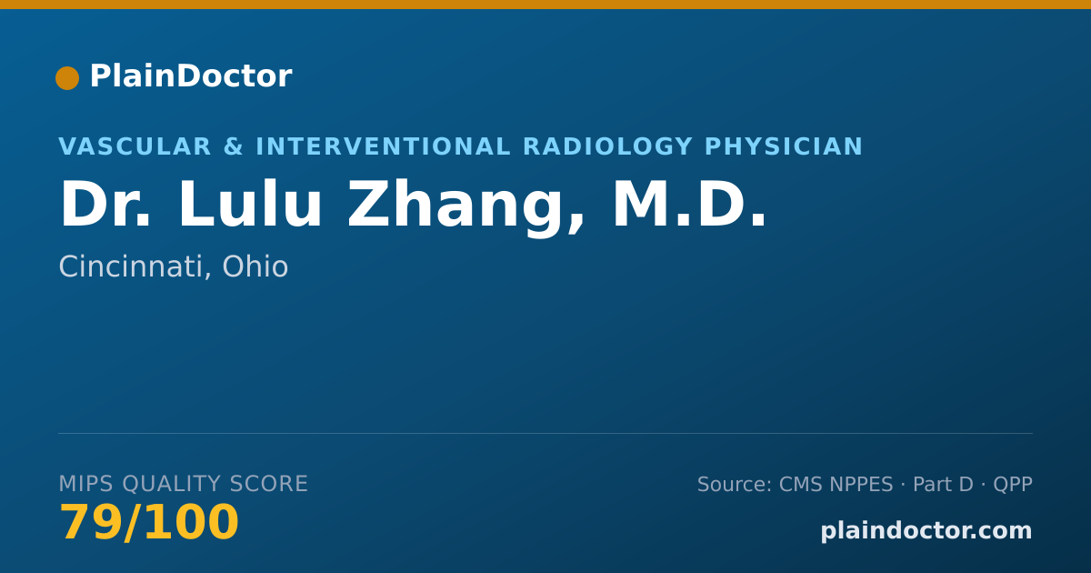 Shareable card for Lulu Zhang, M.D. - Vascular & Interventional Radiology Physician, Cincinnati, OH