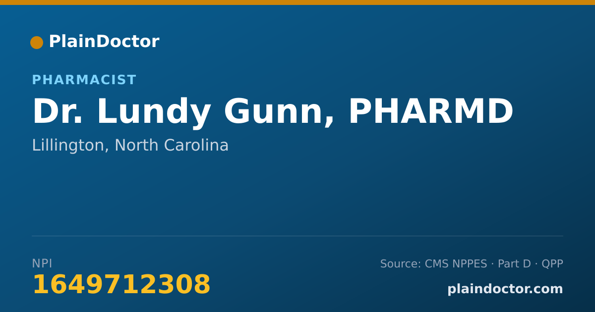 Shareable card for Lundy Gunn, PHARMD - Pharmacist, Lillington, NC