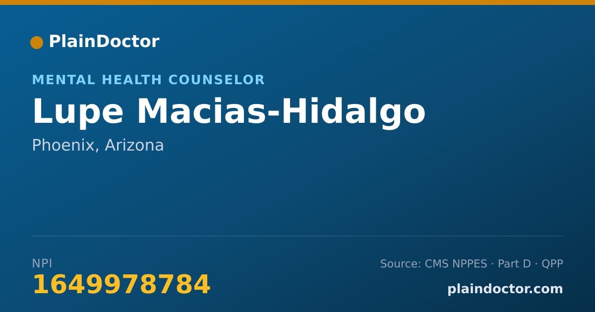 Shareable card for Lupe Macias-Hidalgo - Mental Health Counselor, Phoenix, AZ