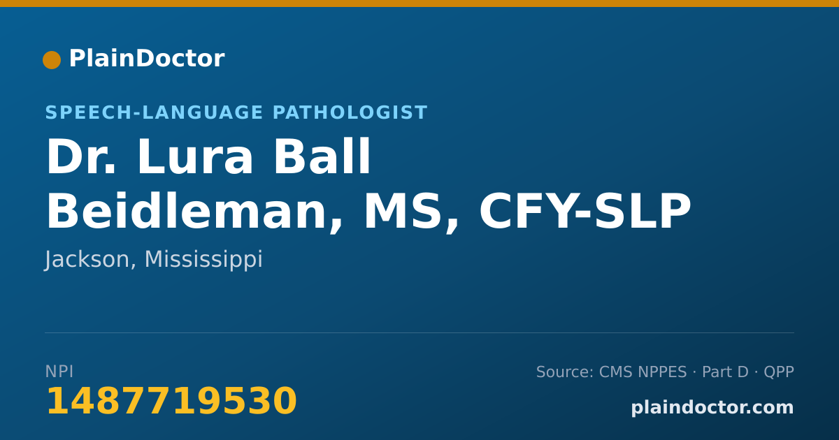 Shareable card for Lura Ball Beidleman, MS, CFY-SLP - Speech-Language Pathologist, Jackson, MS