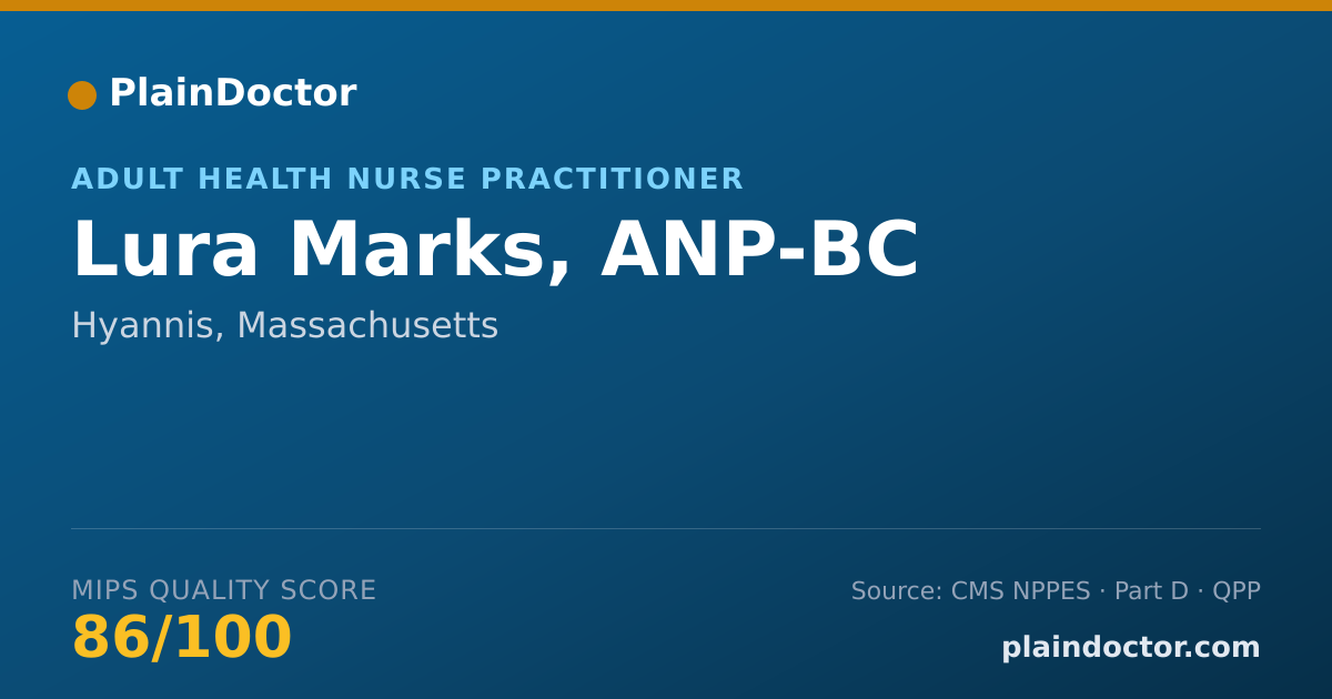 Shareable card for Lura Marks, ANP-BC - Adult Health Nurse Practitioner, Hyannis, MA