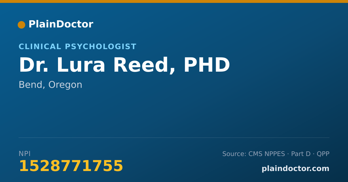 Shareable card for Lura Reed, PHD - Clinical Psychologist, Bend, OR