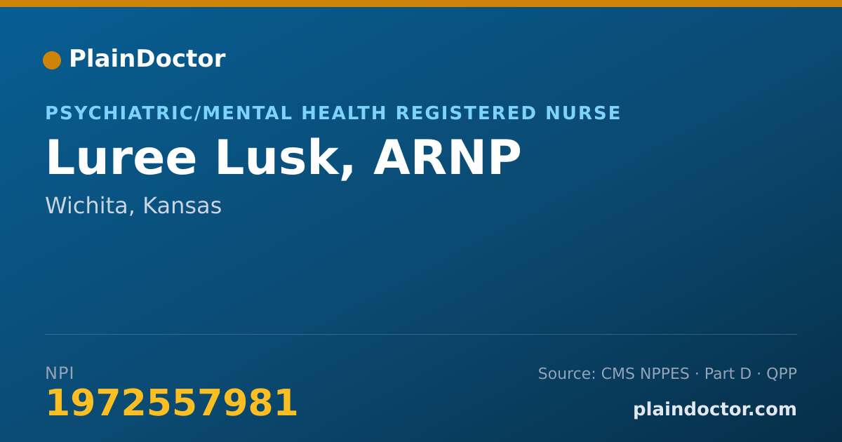 Shareable card for Luree Lusk, ARNP - Psychiatric/Mental Health Registered Nurse, Wichita, KS