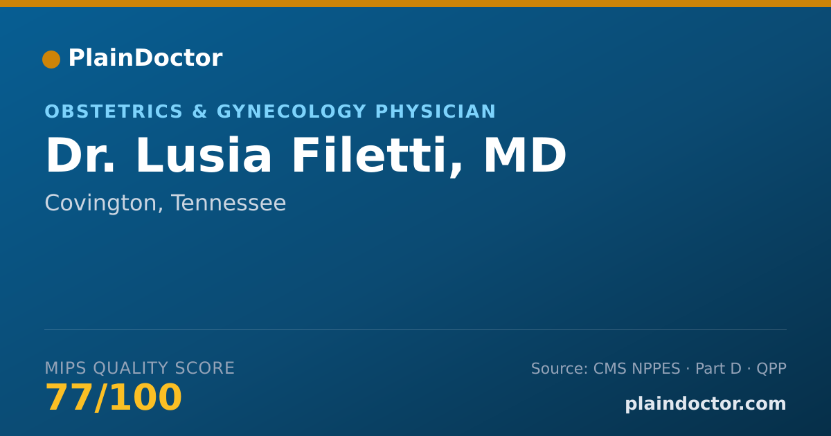 Shareable card for Lusia Filetti, MD - Obstetrics & Gynecology Physician, Covington, TN