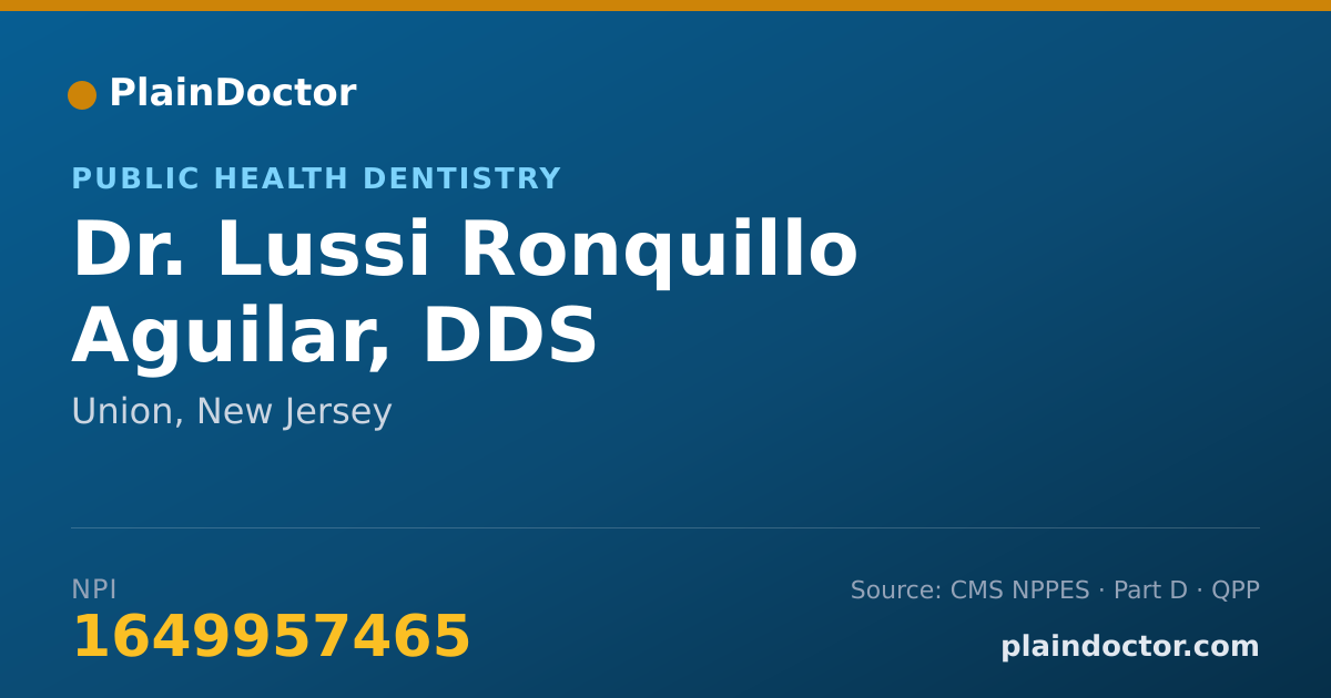 Shareable card for Lussi Ronquillo Aguilar, DDS - Public Health Dentistry, Union, NJ