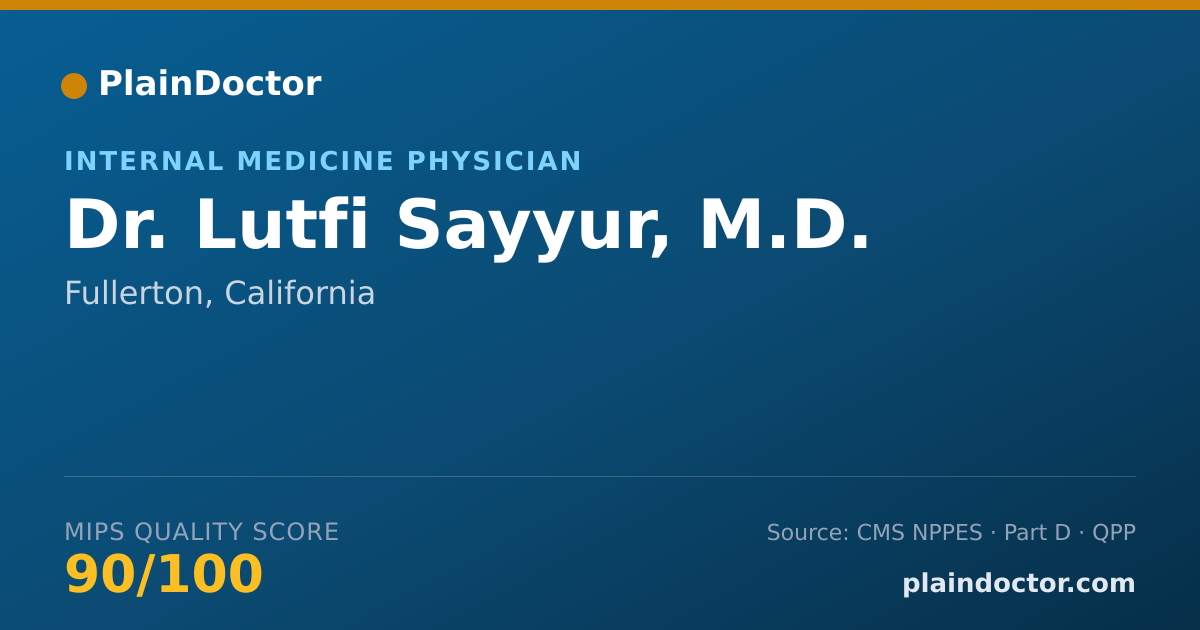 Shareable card for Lutfi Sayyur, M.D. - Internal Medicine Physician, Fullerton, CA