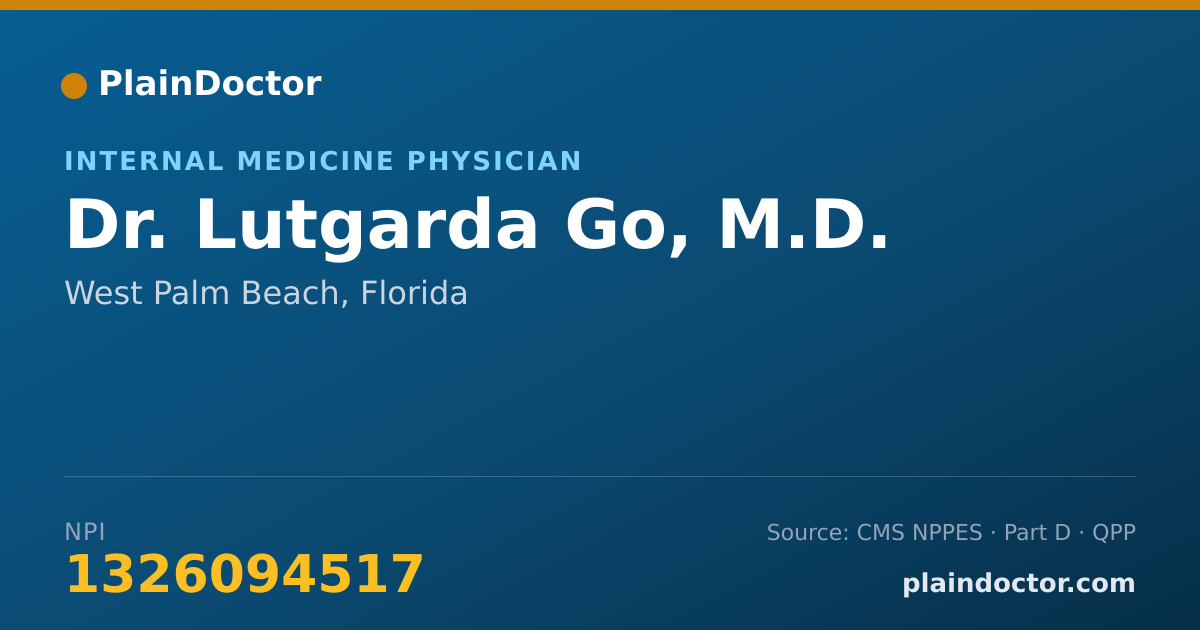 Shareable card for Lutgarda Go, M.D. - Internal Medicine Physician, West Palm Beach, FL