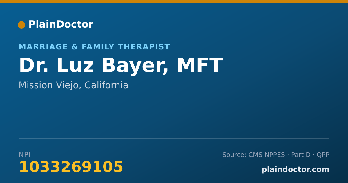 Shareable card for Luz Bayer, MFT - Marriage & Family Therapist, Mission Viejo, CA