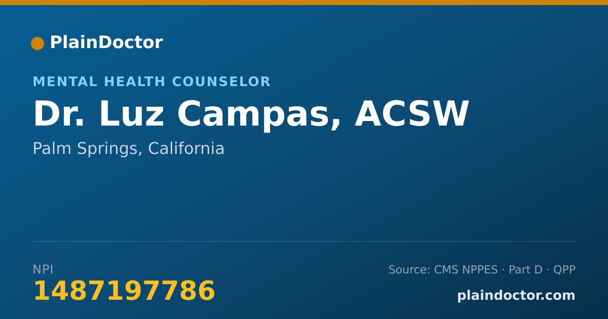 Shareable card for Luz Campas, ACSW - Mental Health Counselor, Palm Springs, CA