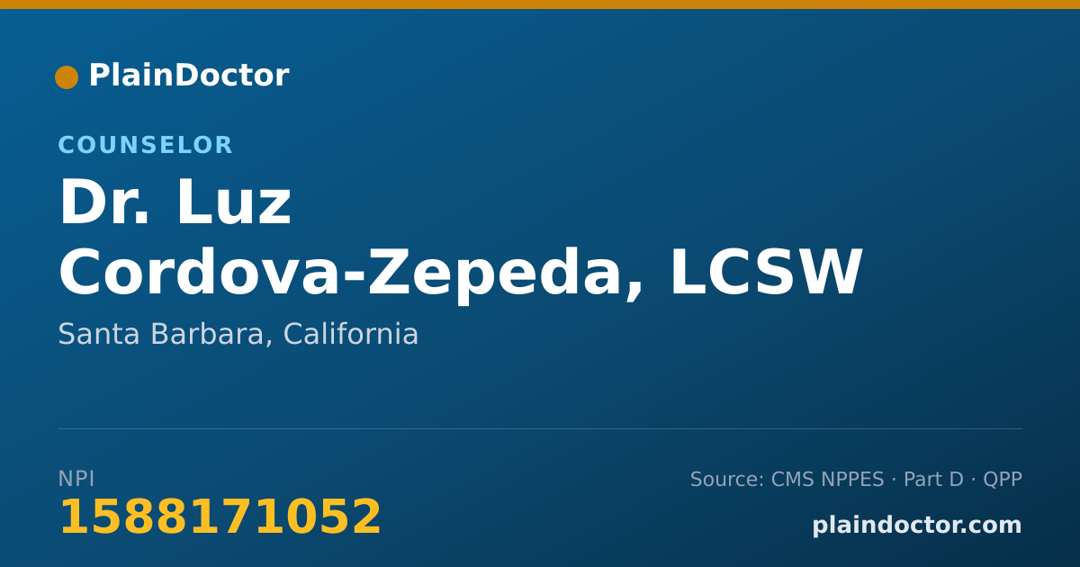 Shareable card for Luz Cordova-Zepeda, LCSW - Counselor, Santa Barbara, CA