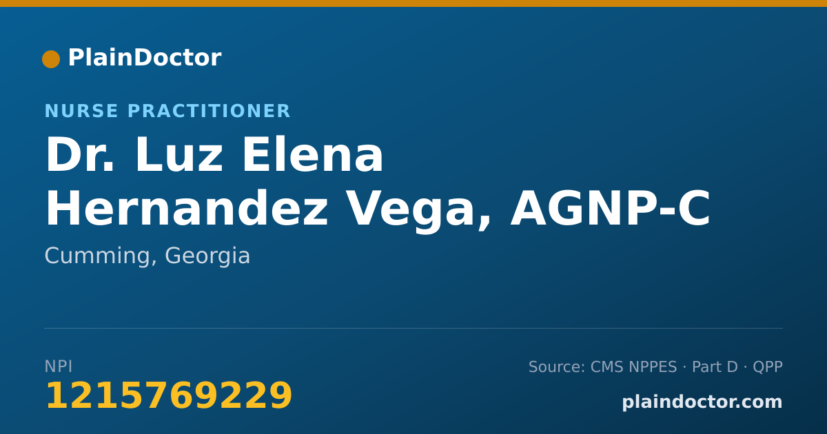 Shareable card for Luz Elena Hernandez Vega, AGNP-C - Nurse Practitioner, Cumming, GA