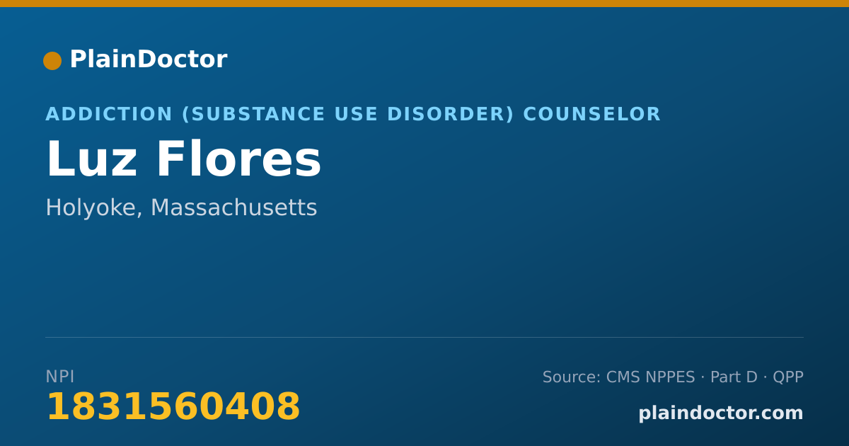 Shareable card for Luz Flores - Addiction (Substance Use Disorder) Counselor, Holyoke, MA