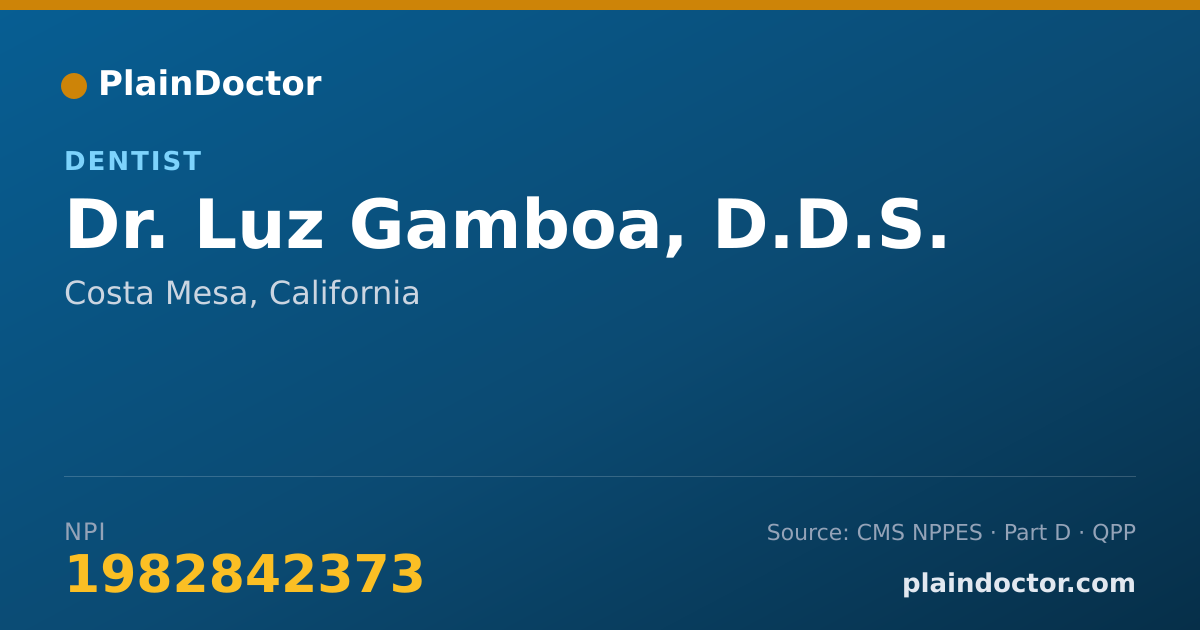 Shareable card for Luz Gamboa, D.D.S. - Dentist, Costa Mesa, CA