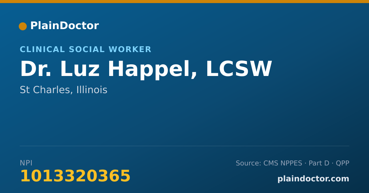 Shareable card for Luz Happel, LCSW - Clinical Social Worker, St Charles, IL