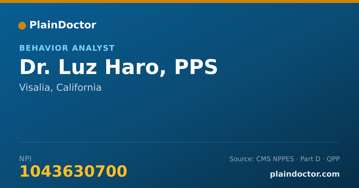 Shareable card for Luz Haro, PPS - Behavior Analyst, Visalia, CA