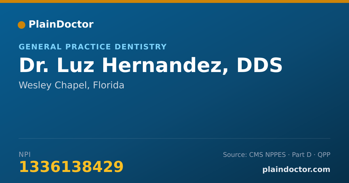 Shareable card for Luz Hernandez, DDS - General Practice Dentistry, Wesley Chapel, FL
