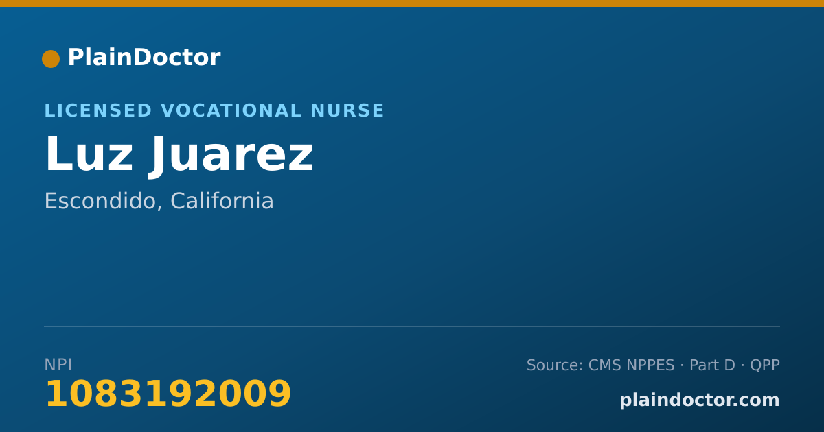 Shareable card for Luz Juarez - Licensed Vocational Nurse, Escondido, CA