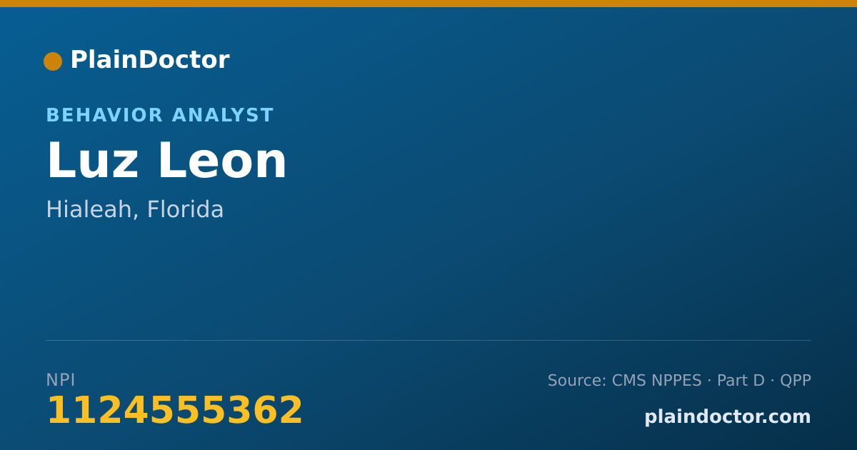 Shareable card for Luz Leon - Behavior Analyst, Hialeah, FL