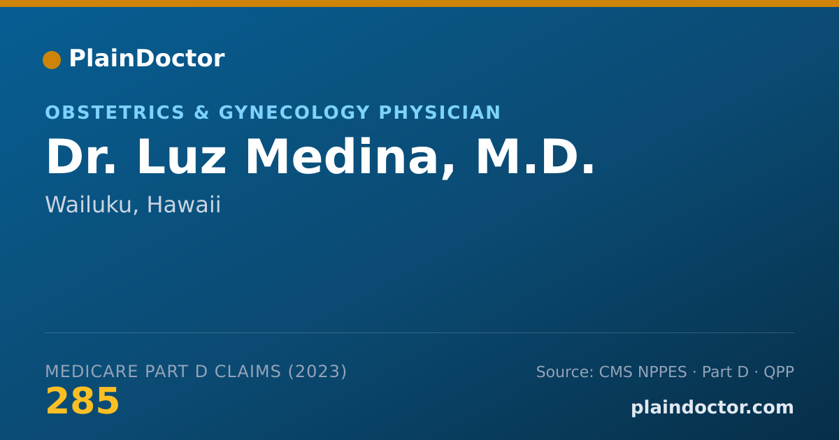 Shareable card for Luz Medina, M.D. - Obstetrics & Gynecology Physician, Wailuku, HI