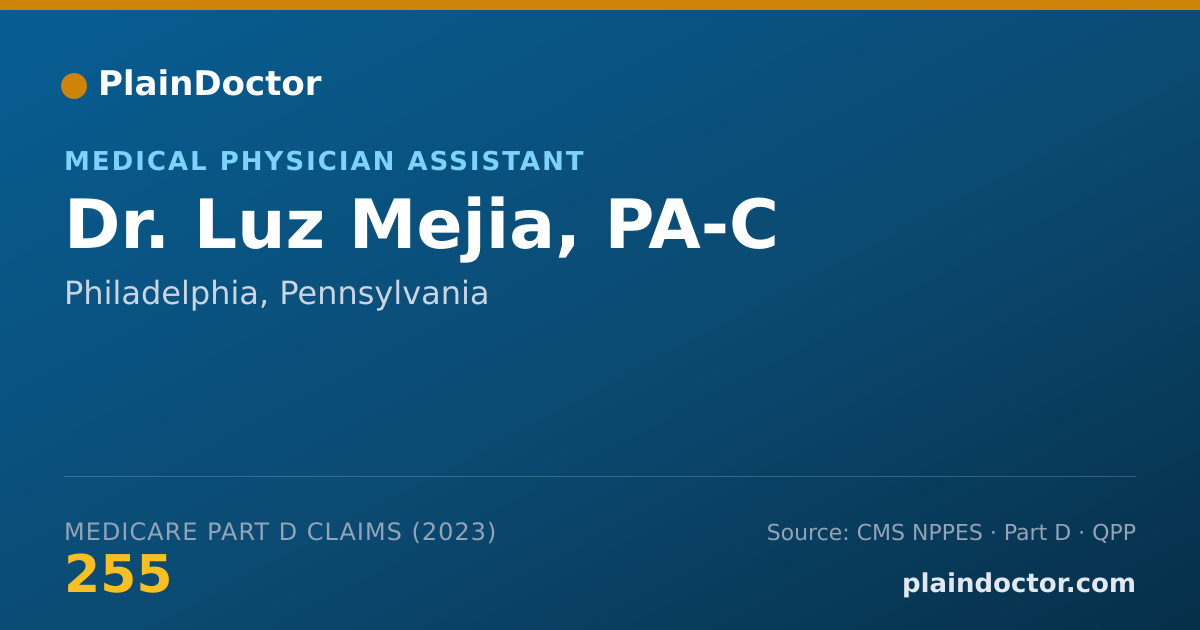 Shareable card for Luz Mejia, PA-C - Medical Physician Assistant, Philadelphia, PA