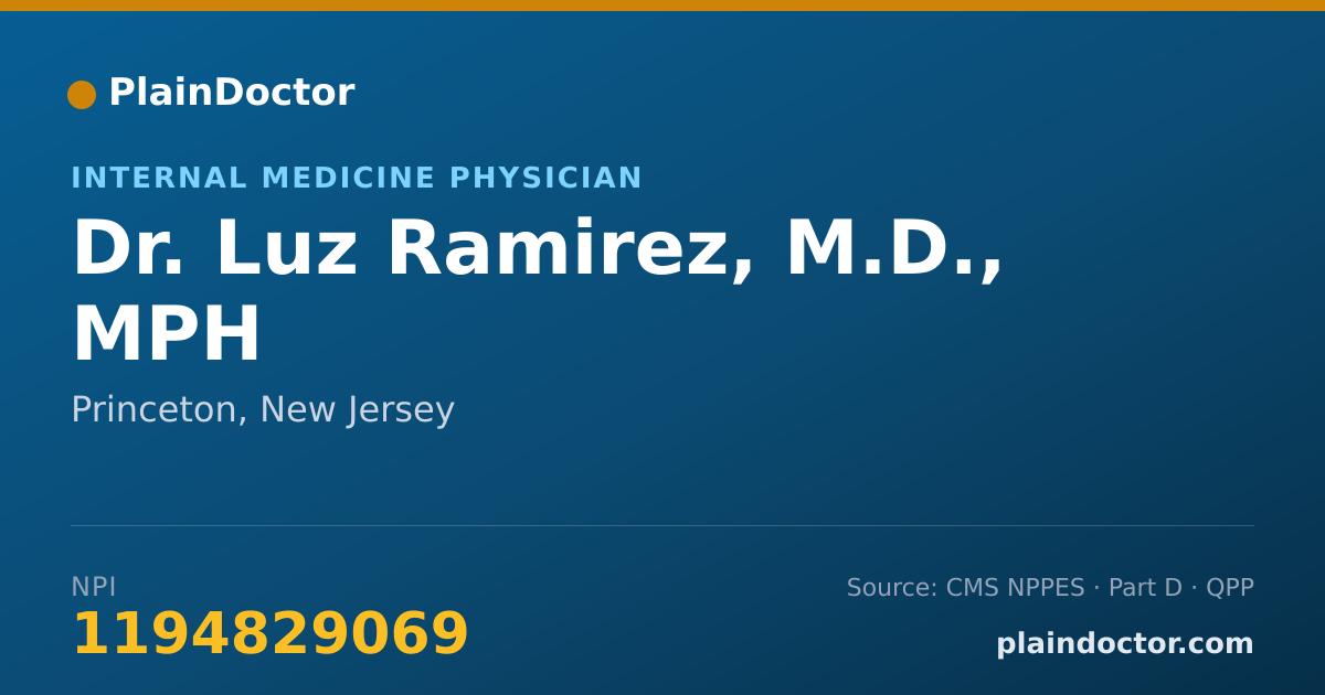 Shareable card for Luz Ramirez, M.D., MPH - Internal Medicine Physician, Princeton, NJ