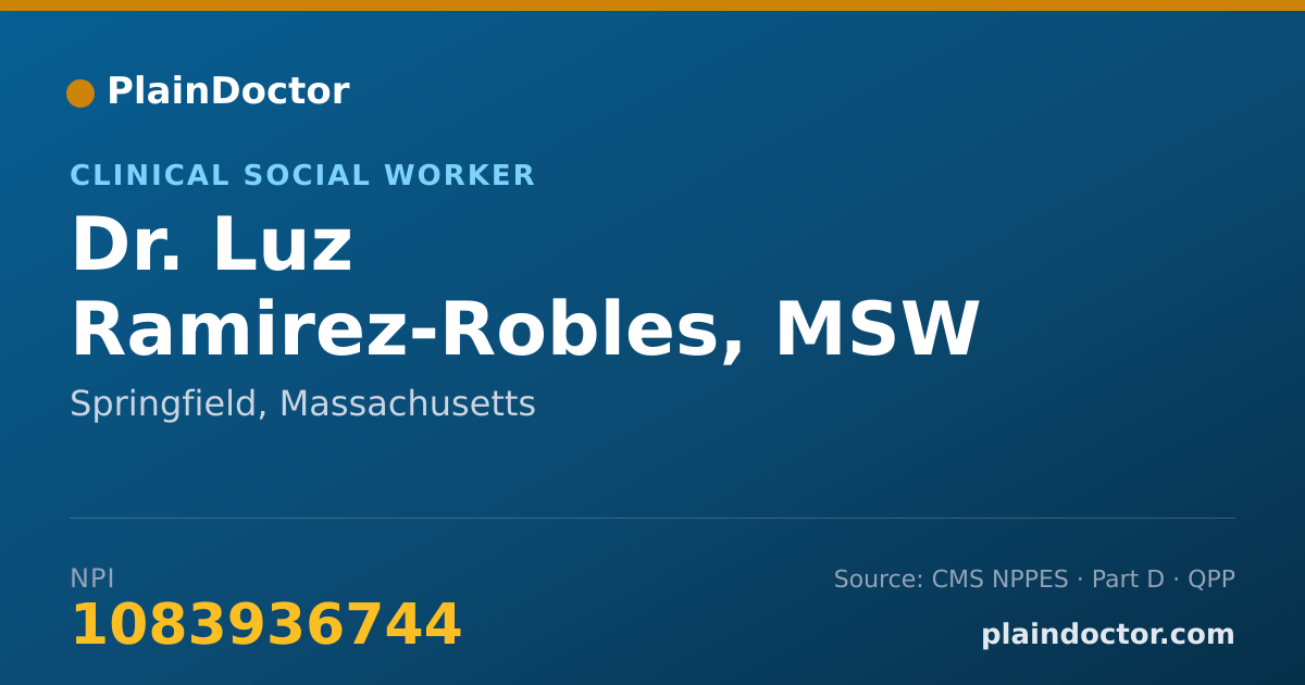 Shareable card for Luz Ramirez-Robles, MSW - Clinical Social Worker, Springfield, MA